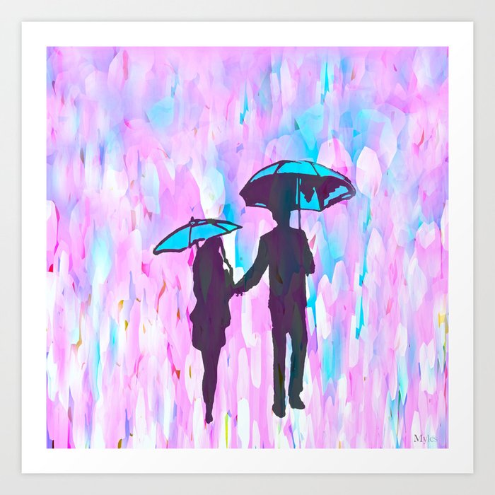 Walking In The Rain With The One I Love Art Print By Saundramyles