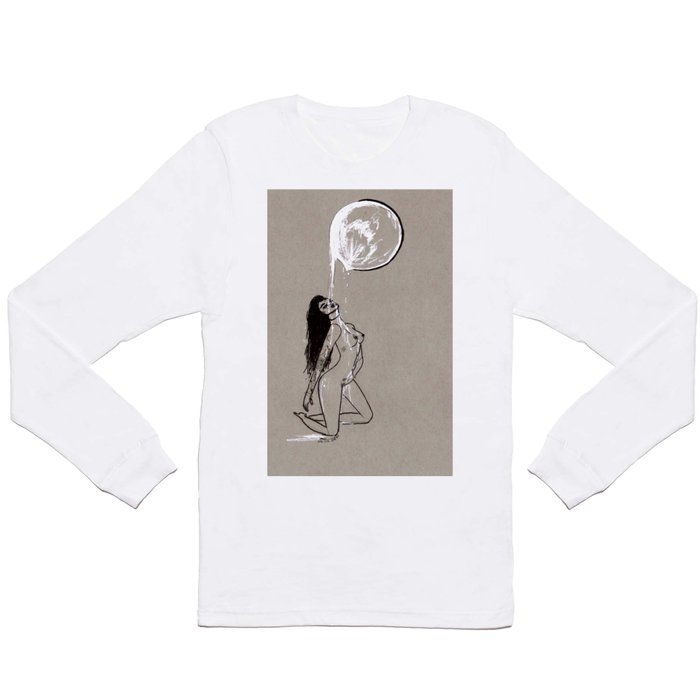 Moon Milk - Moonbathing Goddess Illustration Long Sleeve T Shirt