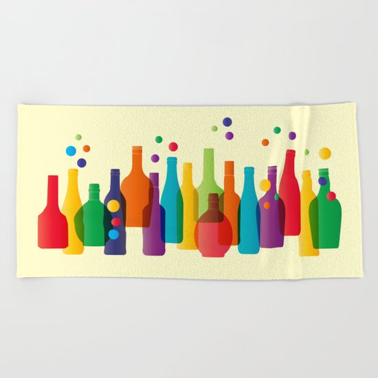 Colored bottles Beach Towel