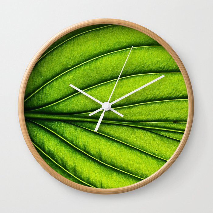 Green leaf watercolor Wall Clock