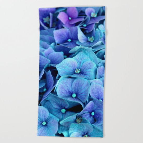 Purple Blue hydrangea Beach Towel