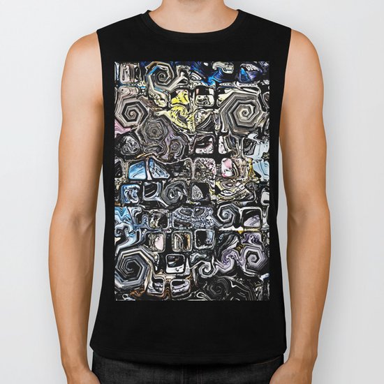 Distorted Shapes And Text Biker Tank