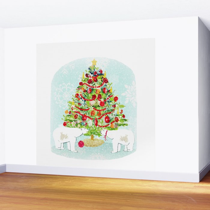 Polar Bear Snow Globe Wall Mural by karencox | Society6
