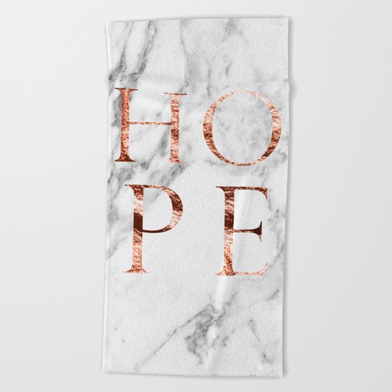 Marble rose gold hope Beach Towel