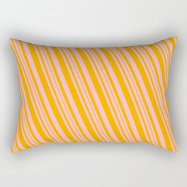 [ Thumbnail: Light Pink and Orange Colored Lined Pattern Rectangular Pillow ]