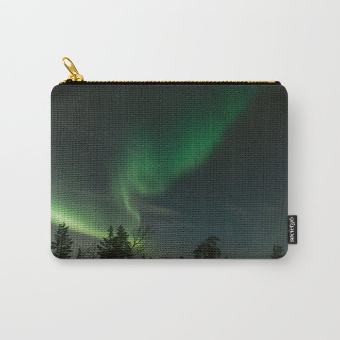 Northern Lights in Saariselkä | Winter Night in Lapland Art Print | Astro Landscape Travel Photography Carry-All Pouch