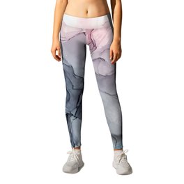 Blush and Payne's Grey Flowing Abstract Painting Leggings