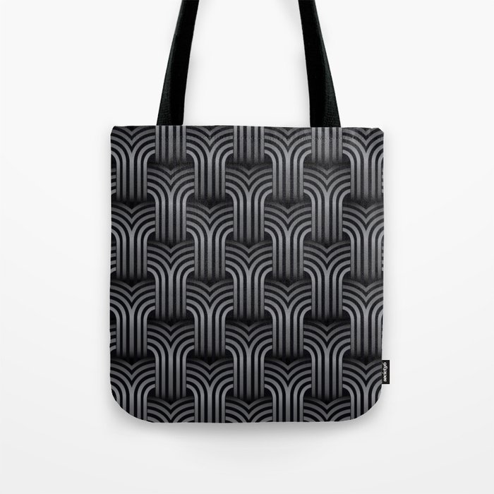Dark Art Deco wallpaper. Geometric striped ornament. Digital Illustration Background. Tote Bag