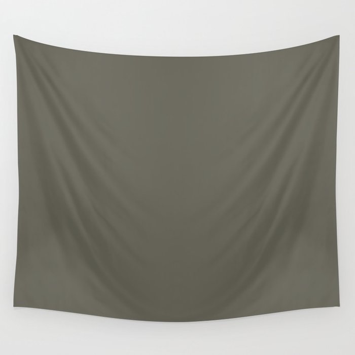 Dark Green-Gray Solid Color Pantone Dusty Olive 18-0515 TCX Shades of Yellow Hues Wall Tapestry