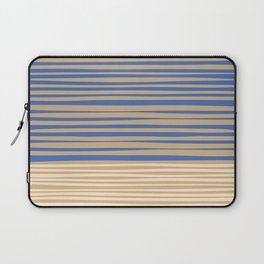 Natural Stripes Modern Minimalist Colour Block Pattern in Oat Beige and Blue Laptop Sleeve
