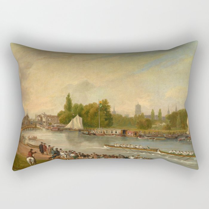 A Boat Race on the River Isis by John Whessell (1822) Rectangular Pillow