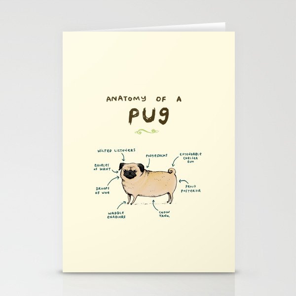Anatomy of a Pug Stationery Cards