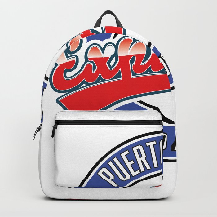 Puerto Rico explorer into adventure retro logo. Backpack by Nicks
