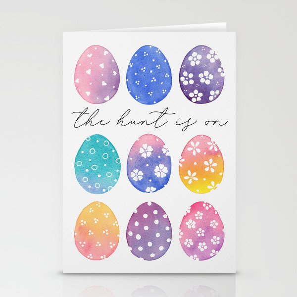 The Hunt is on, colourful eggs Stationery Cards