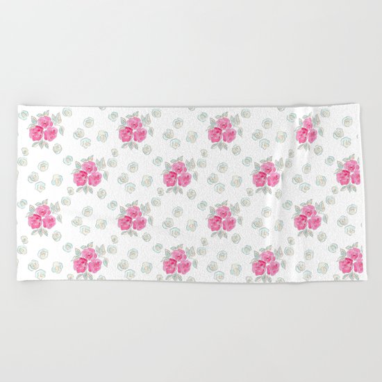 Watercolor. Rose .10 Beach Towel