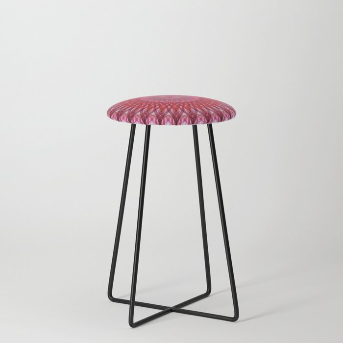 Red and white mandala Counter Stool