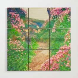 beach floral pathway impressionism painted realistic scene Wood Wall Art