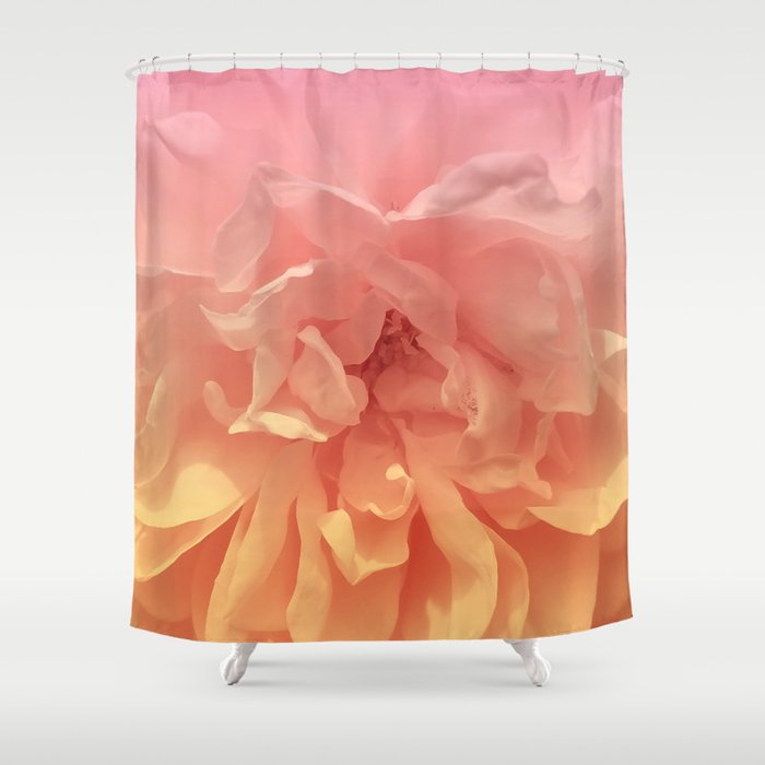 Blended Rose Macro Pink Yellow Shower Curtain