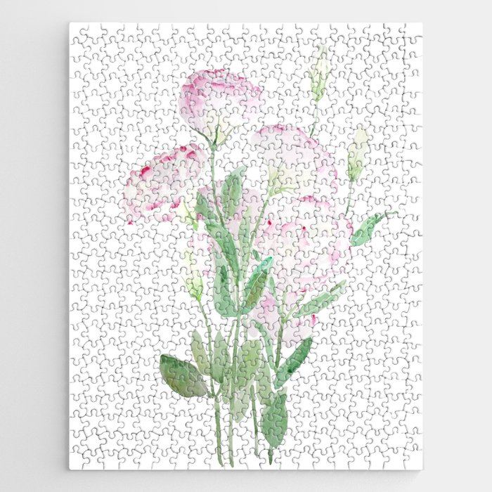 pink eustoma flowers watercolor  Jigsaw Puzzle