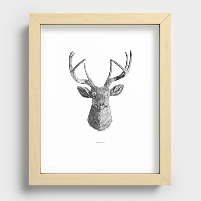 Hello Deer Recessed Framed Print