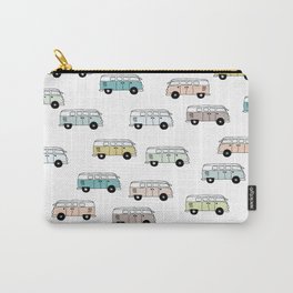 Happy Camper Van Bus blue traveling hippie summer pattern design print Carry-All Pouch | Graphicdesign, Curated, Wheels, Cars, Pattern, Vacation, Blue, Van, Boys, Hippy 