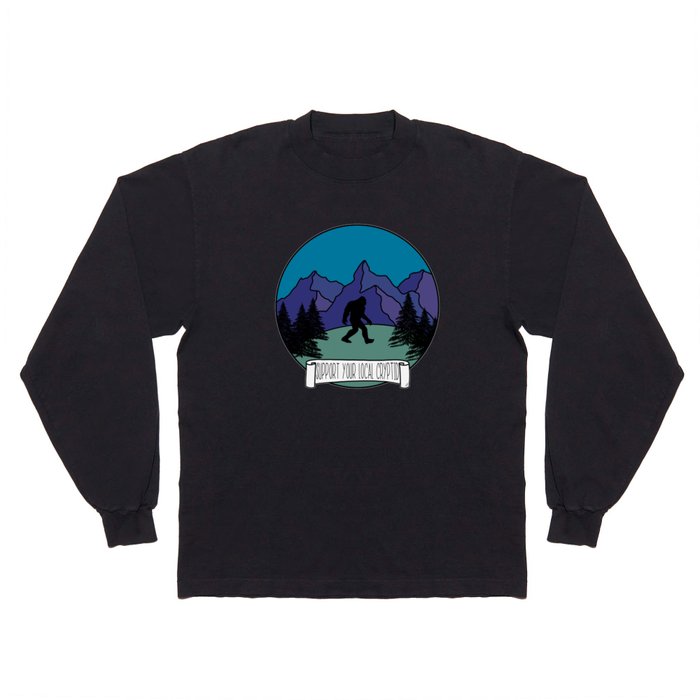 Support Your Local Cryptid Bigfoot Illustration Long Sleeve T Shirt