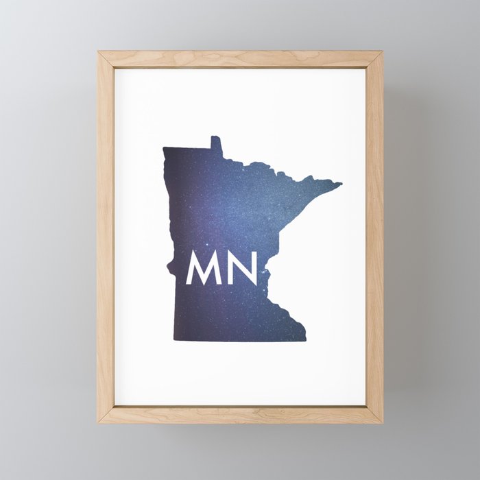 Minnesota Map | Stars and MN Framed Mini Art Print