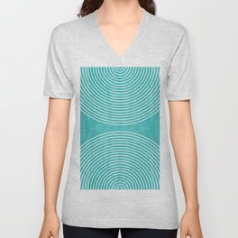 Teal Sanctuary Shapes Abstract Painting V Neck T Shirt