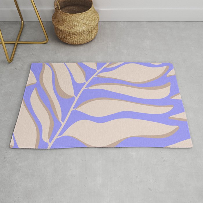 Very peri large palm blush leaf Rug