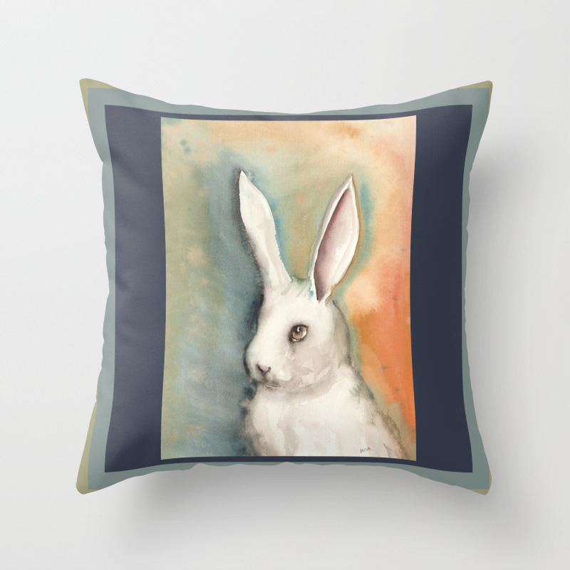 white rabbit pillow