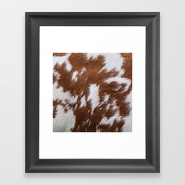 Brown and White Cowhide, Cow Skin Pattern, Farmhouse Decor Framed Art Print