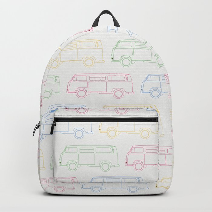 Rainbow Retro Camper Van Pattern Backpack