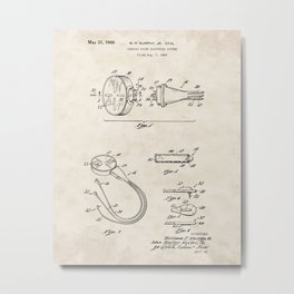Cardiac Pacer Electrode System Vintage Patent Hand Drawing Metal Print | Patent, Drawing, Funny, Creative, Vintage, Patentimage, Design, Artillustration, Mechanic, Mechanical 