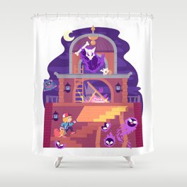 Tiny Worlds - Lavender Town Tower Shower Curtain