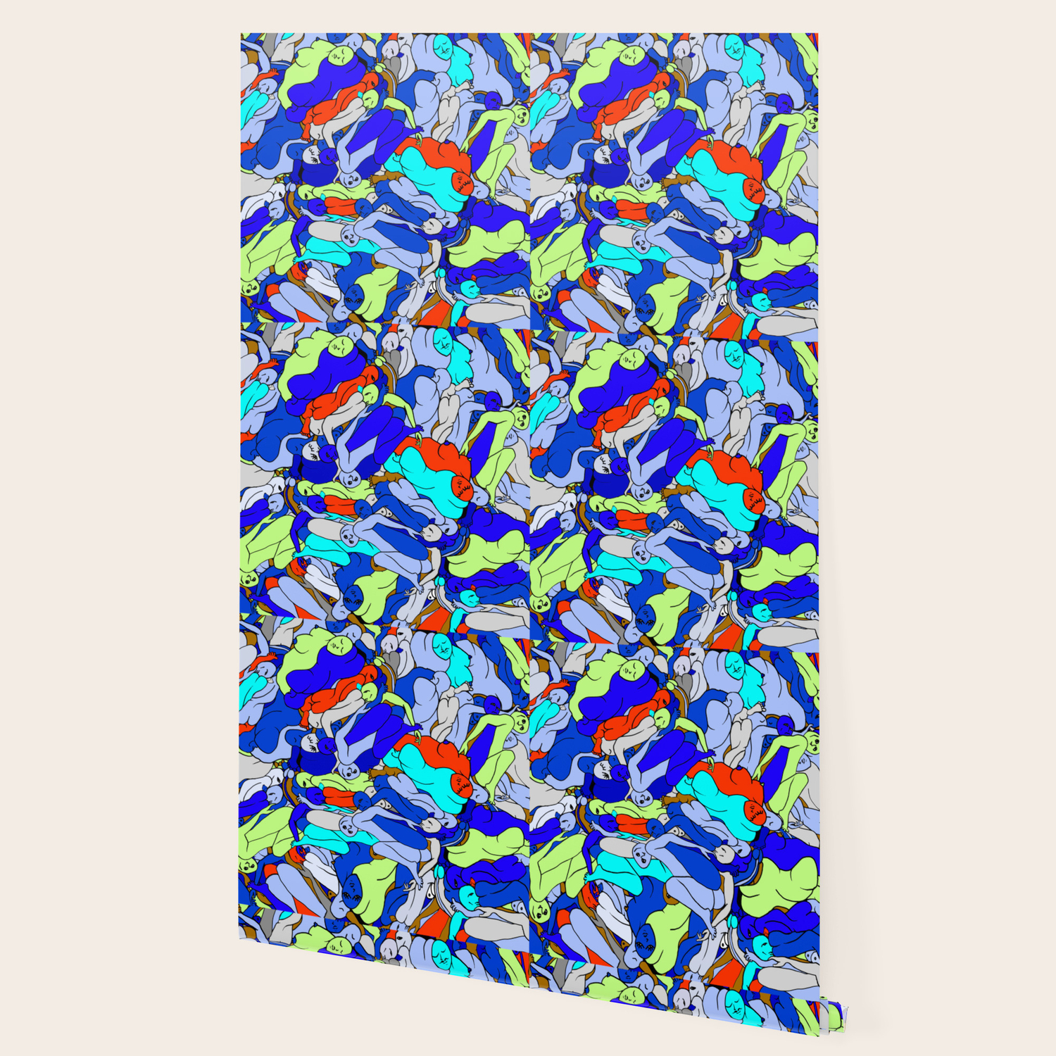 Sleepy Heads Sapphire Blue Wallpaper By Wontondoodles Society6