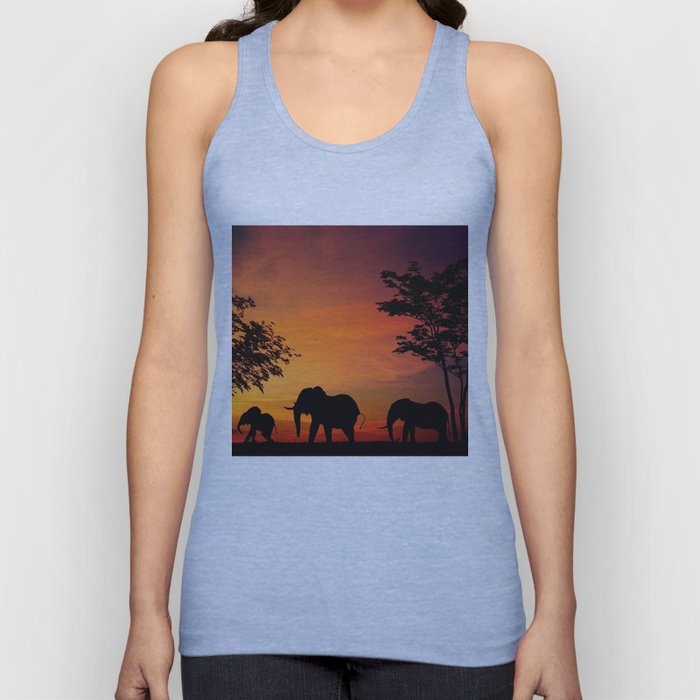 Elephants in the African sunset Tank Top