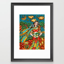 Kerala Mural Style Indian Goddess, Woman, PRINTABLE Wall Art, Indian Style Home Decor Framed Art Print