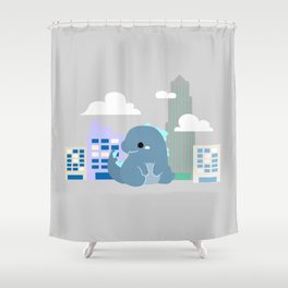 godzilla in the city Shower Curtain