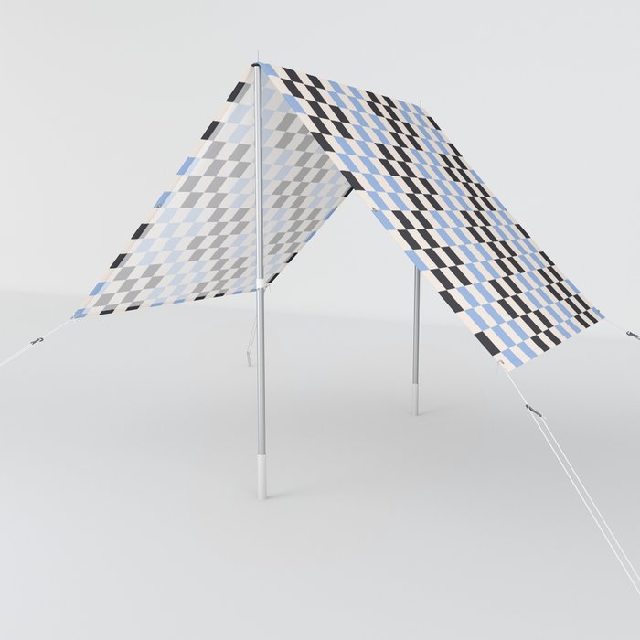 Baby Blue and Black Checker Pattern Sun Shade
