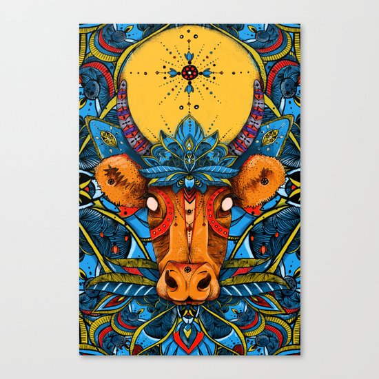 Holy Cow! Blue Lotus Mandala. Canvas Print