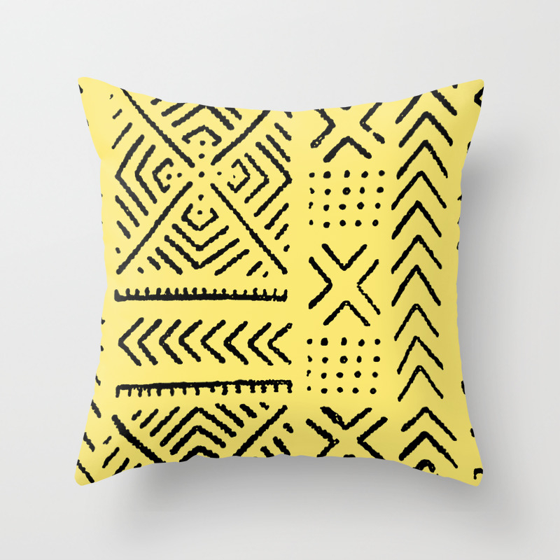 Line Mud Cloth Yellow Throw Pillow By Thinlinetextiles Society6