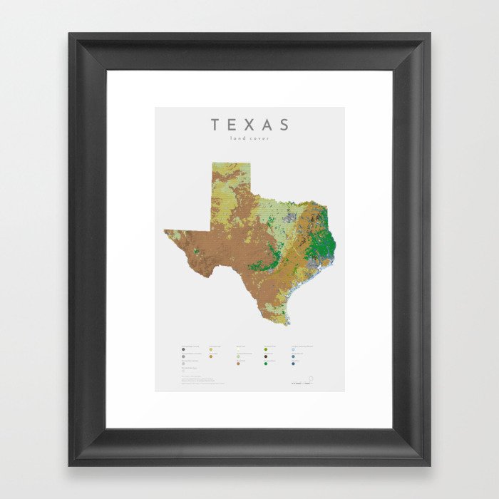 Texas Land Cover Map Art Framed Art Print