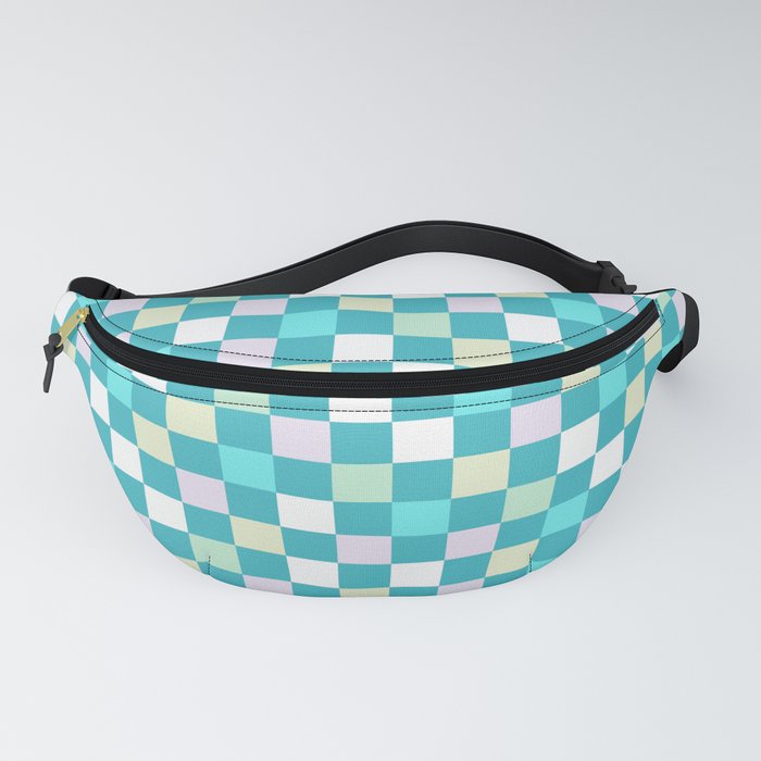 Teal Checkered Fanny Pack