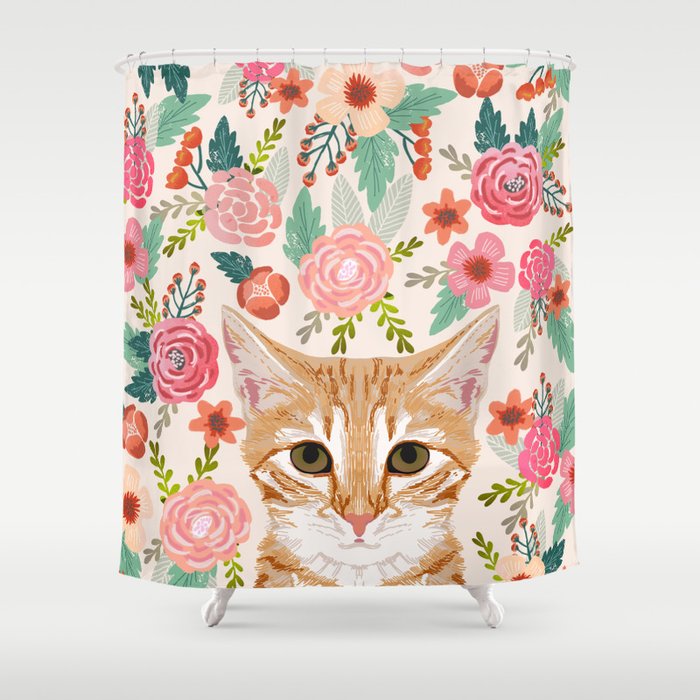 Tabby Cat Florals Cute Spring Garden Kitten Orange Tabby Cat Lady