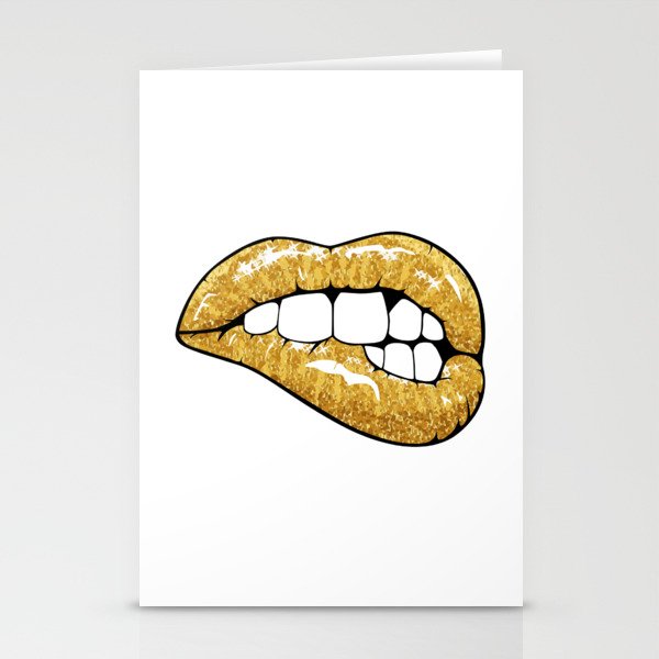 Golden lips Stationery Cards