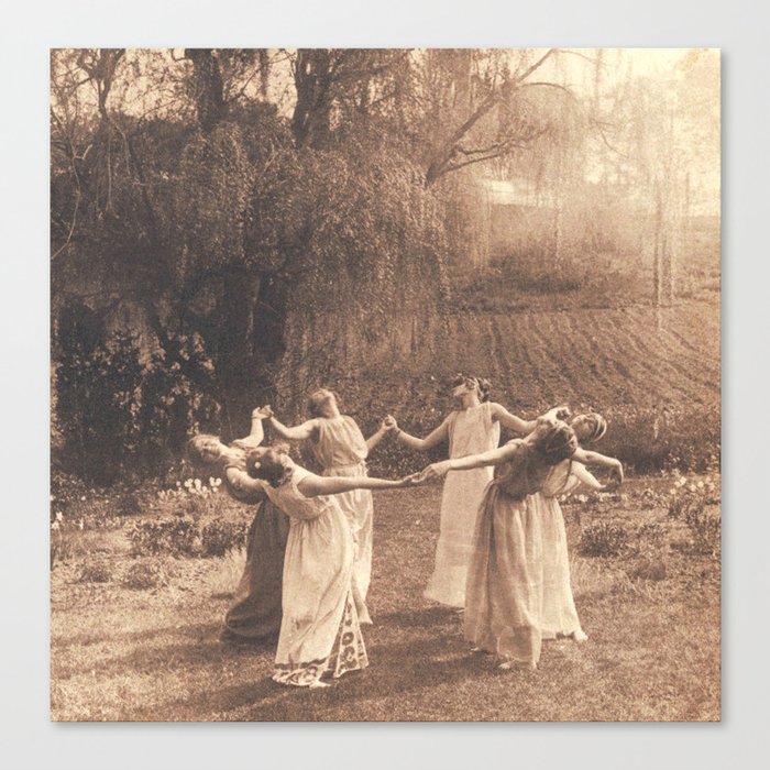 Circle Of Witches Vintage Women Dancing Canvas Print
