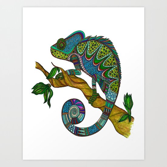 Tangled Chameleon Art Print by cherrycreativedesigns | Society6