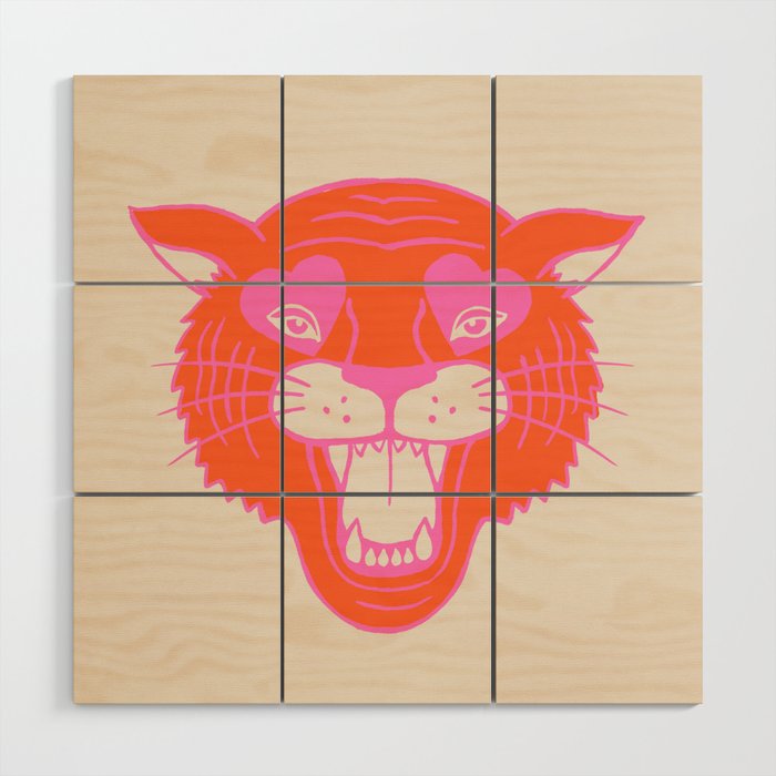 Neon Tiger Wood Wall Art