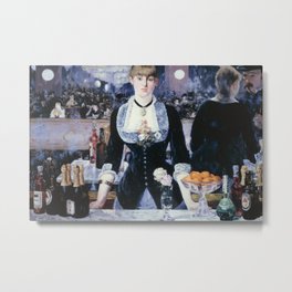 A BAR AT THE FOLIES-BERGERE - EDOUARD MANET  Metal Print | Eurpe, 1800S, History, Feminist, Drink, Manet, Painting, Fruit, Beautiful, Summer 