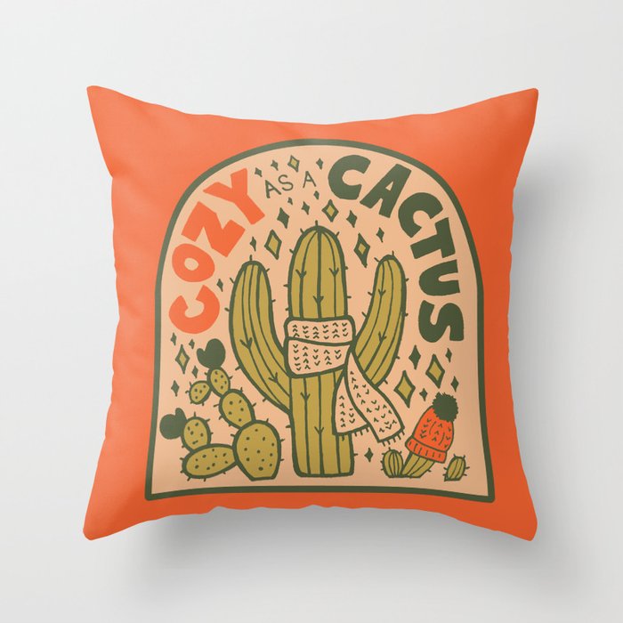 Cozy as a Cactus Throw Pillow